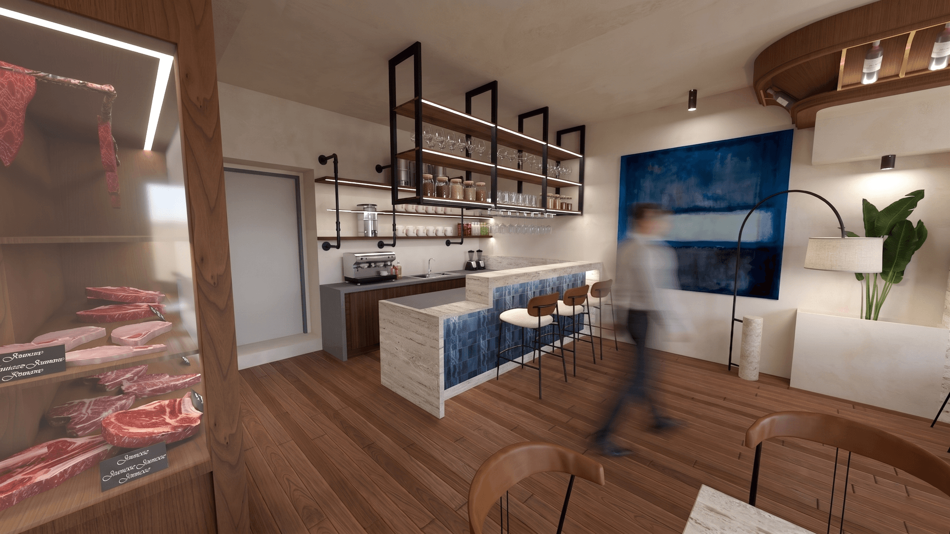 Bar · accès cuisine